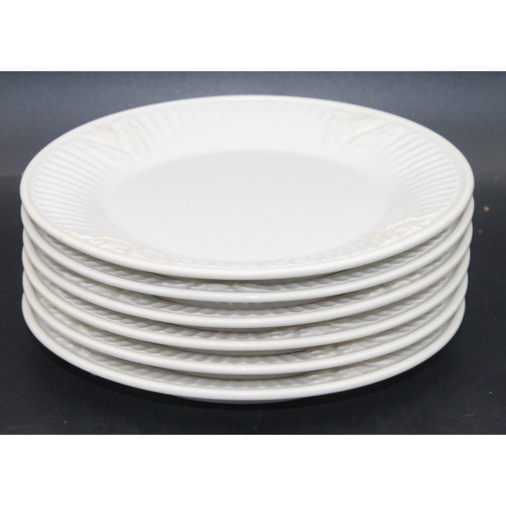 Set of 6 Lenox Butler's Pantry 7" Salad Dessert Plates Embossed White USA